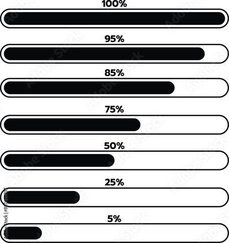 Loading percentage tube icon 1-100%
