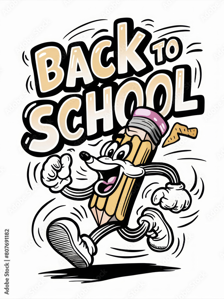 Back to School Excitement: Cheerful Cartoon Dog with Pencil and Books Illustration