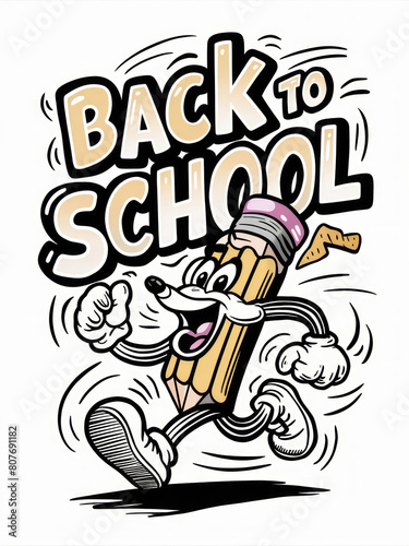 Back to School Excitement  Cheerful Cartoon Dog with Pencil and Books Illustration