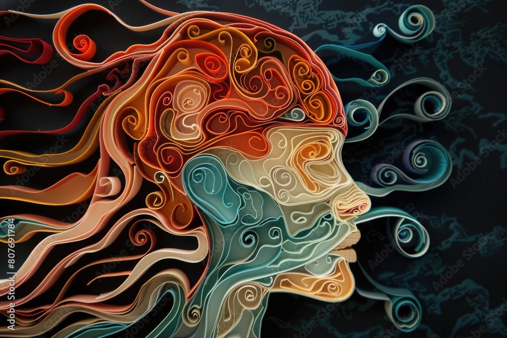 A creative portrait of a woman's face made out of paper. Suitable for artistic projects and graphic design A creative portrait of a woman's face made out of paper. Suitable for artistic projects and graphic design