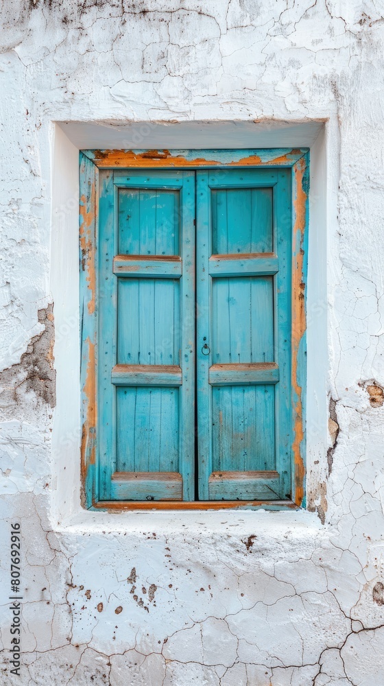 Pastel Charm, Rustic Mediterranean Window in Bright Hues