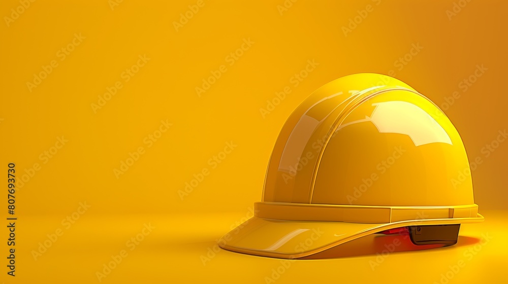 Minimalist depiction of a yellow safety helmet on a uniform yellow background emphasizing occupational safety Minimalist depiction of a yellow safety helmet on a uniform yellow background emphasizing occupational safety