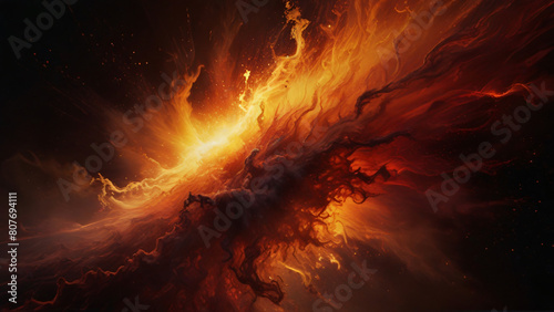 Cosmic Blaze: A Vivid Depiction of a Nebula’s Fiery Birth