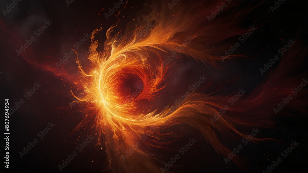 Fototapeta premium Fiery Nebula Swirl in Deep Space