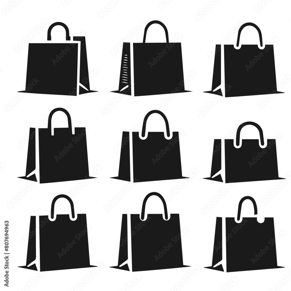 Shopping bag vector silhouette isolated on white background Shopping bag vector silhouette isolated on white background