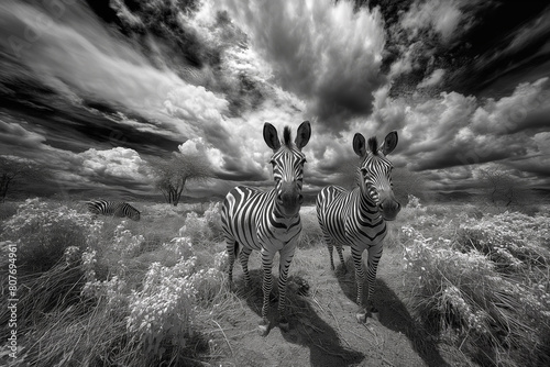 Portrait of baby zebra in the African savanna