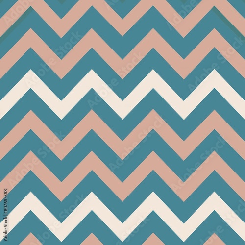 Seamless pattern of zigzag chevron stripes in subtle tones, adding a dynamic and contemporary flair to your gift wrap, Generative AI