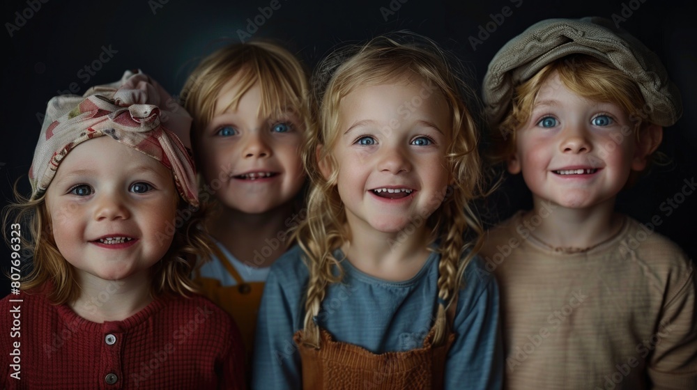 A group of young children posing for a picture. Suitable for family and education themes