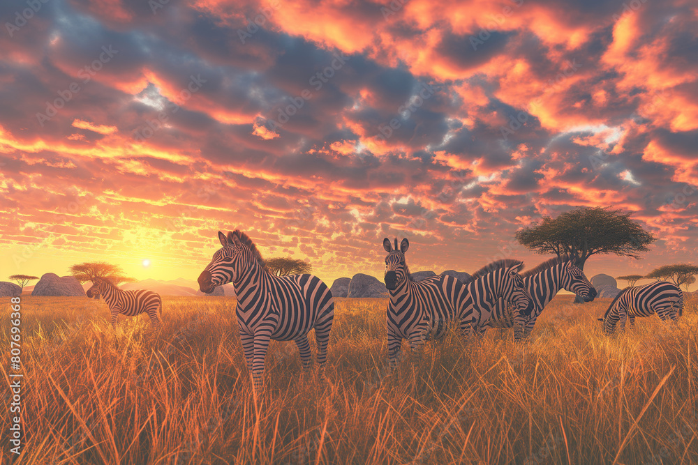 Fototapeta premium Zebra in their natural habitat