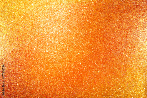 golden orange glitter texture abstract banner background with space. Twinkling glow stars effect. Like outer space, night sky, universe. Rusty, rough surface, grain.