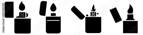 Lighter icon vector set. Cigarette lighter illustration sign collection. Fire symbol or logo.