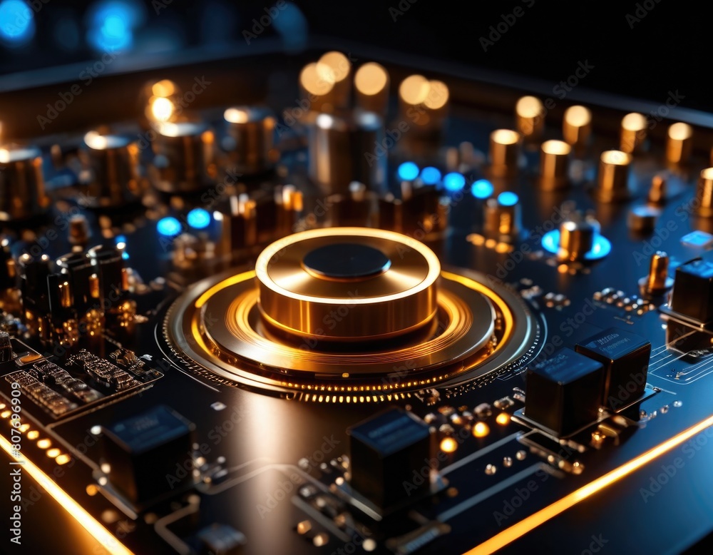 Electronics digital technology background macro photo with lighting lamps Electronics digital technology background macro photo with lighting lamps
