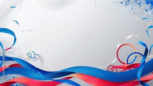 Fototapeta Naklejka Na Ścianę i Meble -  Abstract colorful art Olympic Games sport background in white, blue, and red colors, banner, copy space for text