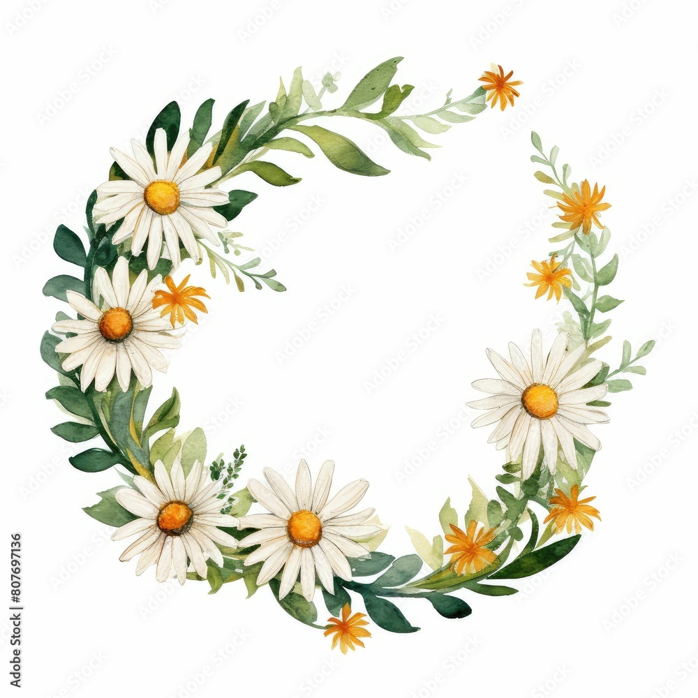 daisy themed frame or border for photos and text. watercolor illustration, Perfect for nursery art, simple clipart, single object, white color background. Daisies summer flower. daisy themed frame or border for photos and text. watercolor illustration, Perfect for nursery art, simple clipart, single object, white color background. Daisies summer flower.