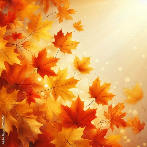 Beautiful orange and yellow autumn leaves banner background. fallen maple leaves.