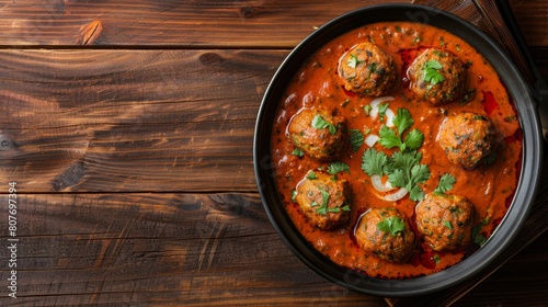 A bowl filled with delicious meatballs, bathed in rich tomato sauce, and garnished with fresh cilantro