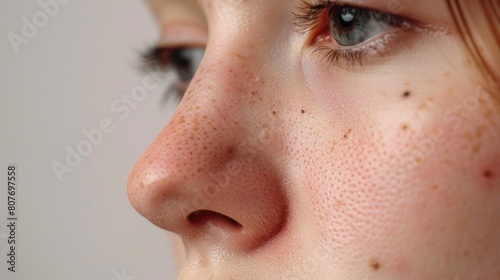 Close up of a woman with freckles. Perfect for beauty and skincare concepts