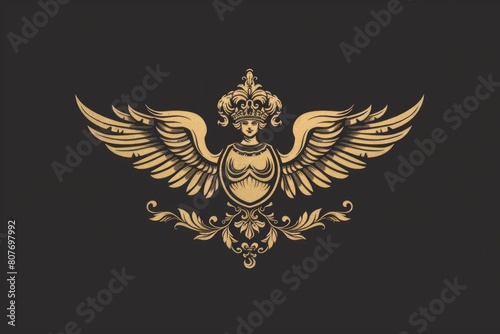 Elegant golden angel with a crown, suitable for luxury and religious themes