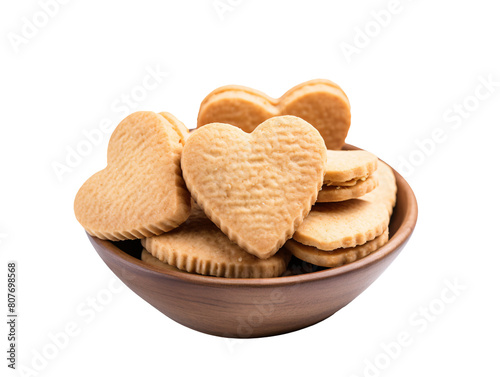 a bowl of heart shaped cookies