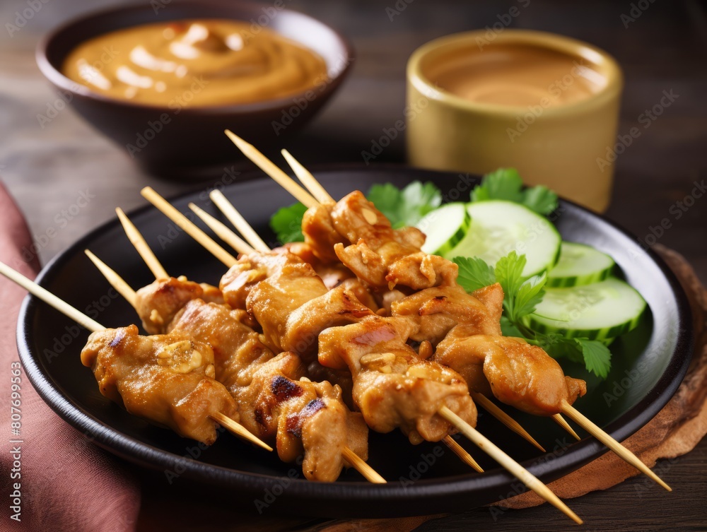 chicken satay with tender grilled chicken satay with tender grilled