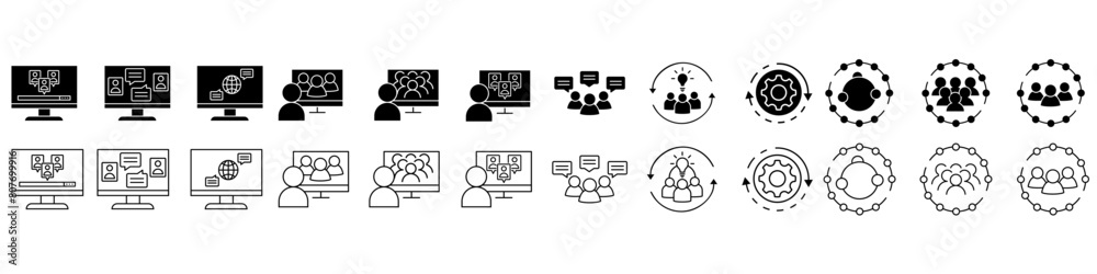 Communication icon vector set. Conversation illustration sign collection. Forum symbol.