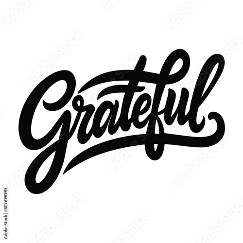 Grateful text lettering black handwritten logo on white