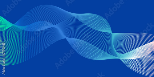 Vector abstract blue digital blend wave lines and technology background. Modern blue flowing wave lines and glowing moving lines. Futuristic technology and sound wave lines background.