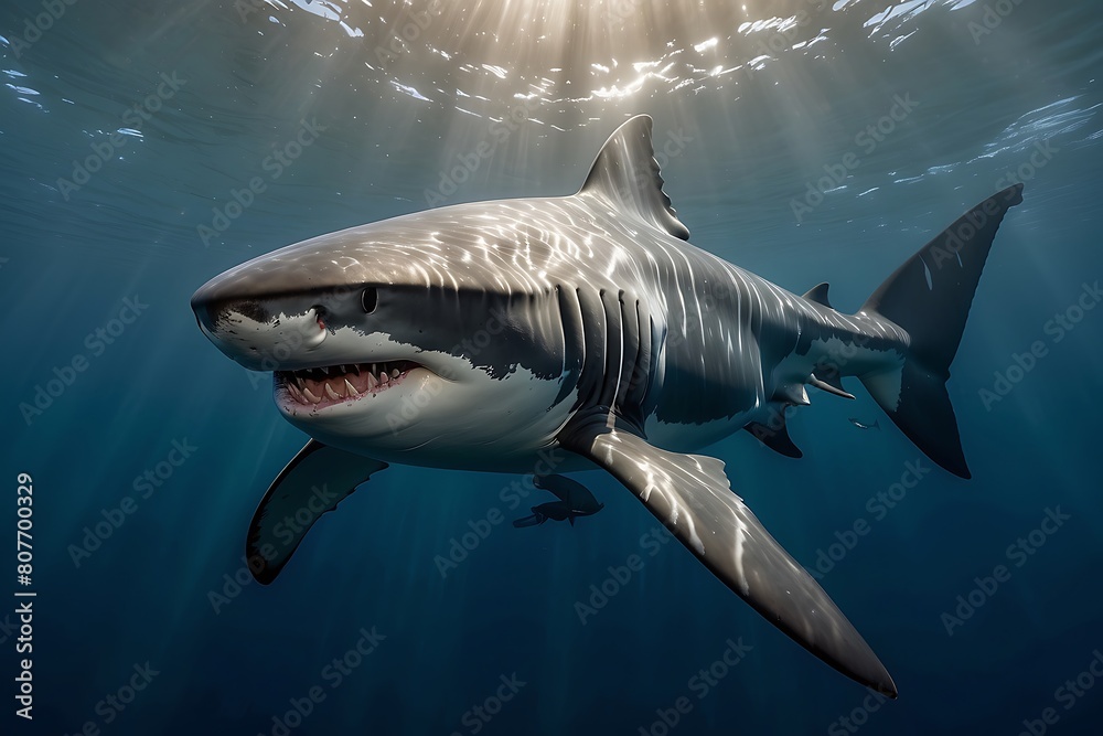 Naklejka premium Shark in the sea Great White Shark