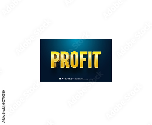 Editable 3d gold profit text effect. Golden fancy font style perfect for logotype, title or heading text.   © Roni
