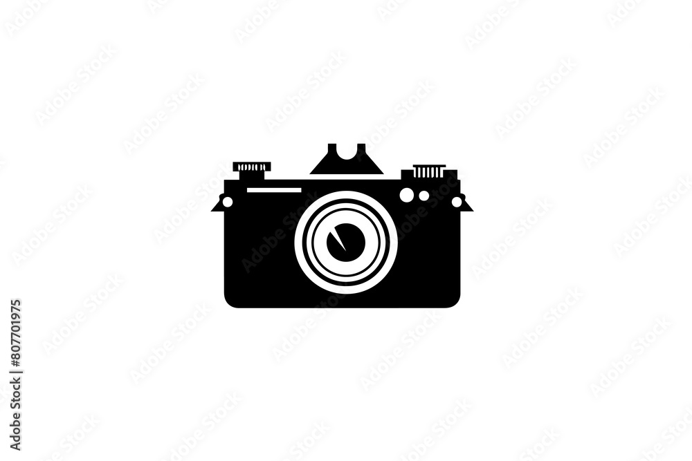 Vintage Camera Vector Sketch: Retro Logotype Illustration for Photography Icon.