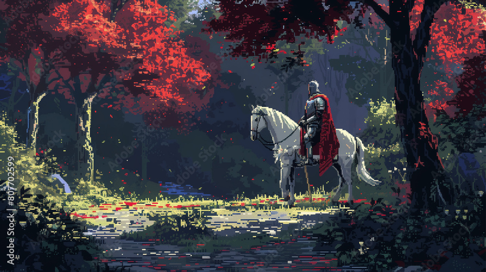 knight in armor against the backdrop of a medieval castle. pixel art ...
