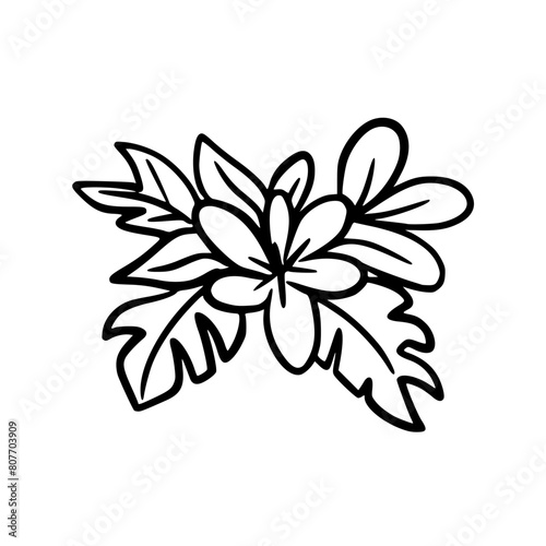 Flower. Doodle icon on white background.