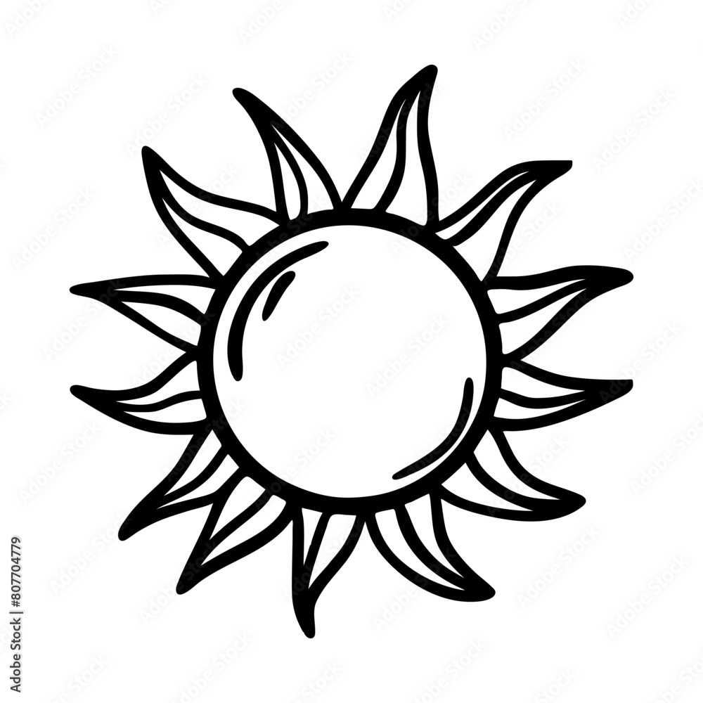 Sun. Doodle icon on white background. Sun. Doodle icon on white background.