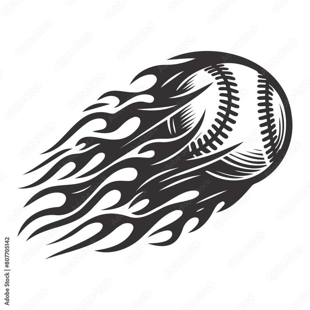 flaming fast baseball line art flaming fast baseball line art