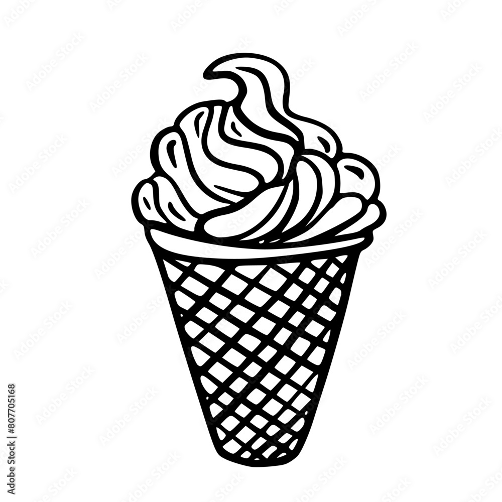 Ice cream. Doodle icon on white background. Ice cream. Doodle icon on white background.