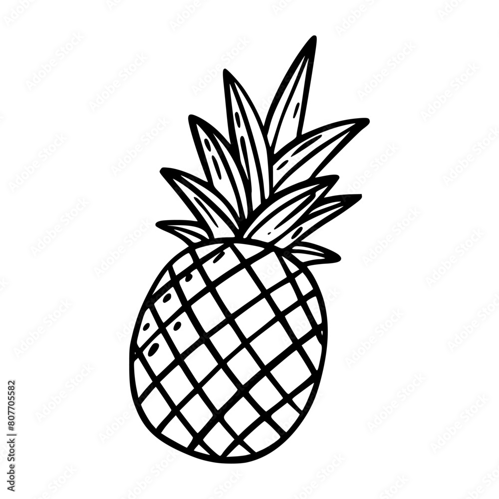 Obraz premium A pineapple. Doodle icon on white background.