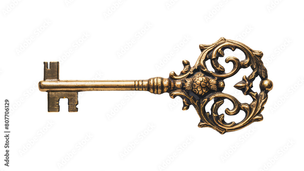 isolated old gold key, GENERATIVE AI isolated old gold key, GENERATIVE AI