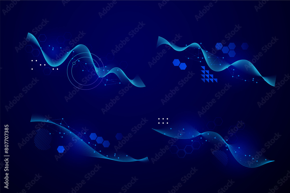 Digital technology abstract mini composition set Digital technology abstract mini composition set