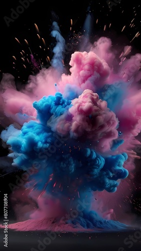 purple blue powder explosion art illustration