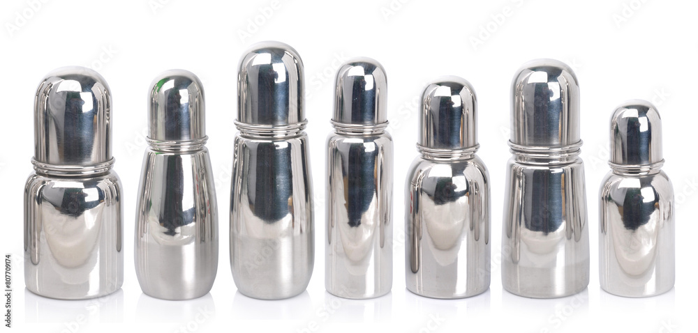 Camera shot on stainless steel bottles with isolated background Camera shot on stainless steel bottles with isolated background
