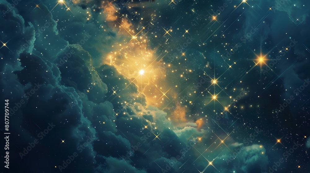 Fototapeta premium Starry Cosmos Night: A surreal galaxy fantasy with nebulae, stars, and cosmic clouds in a mysterious universe