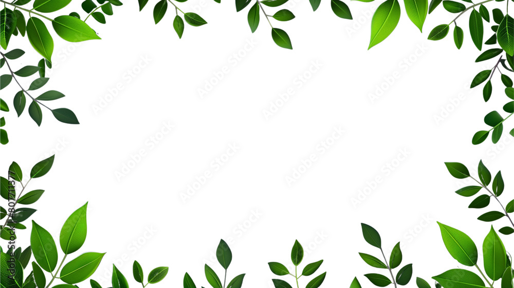 background green leaves frame, Ai generate