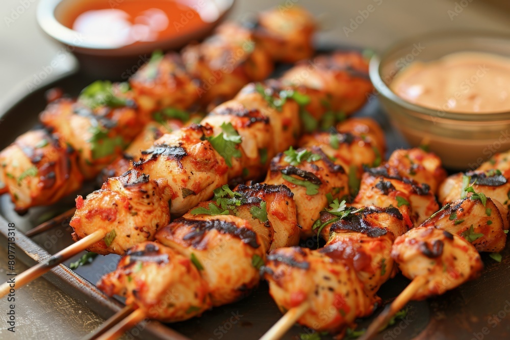 chicken kebabs with an image