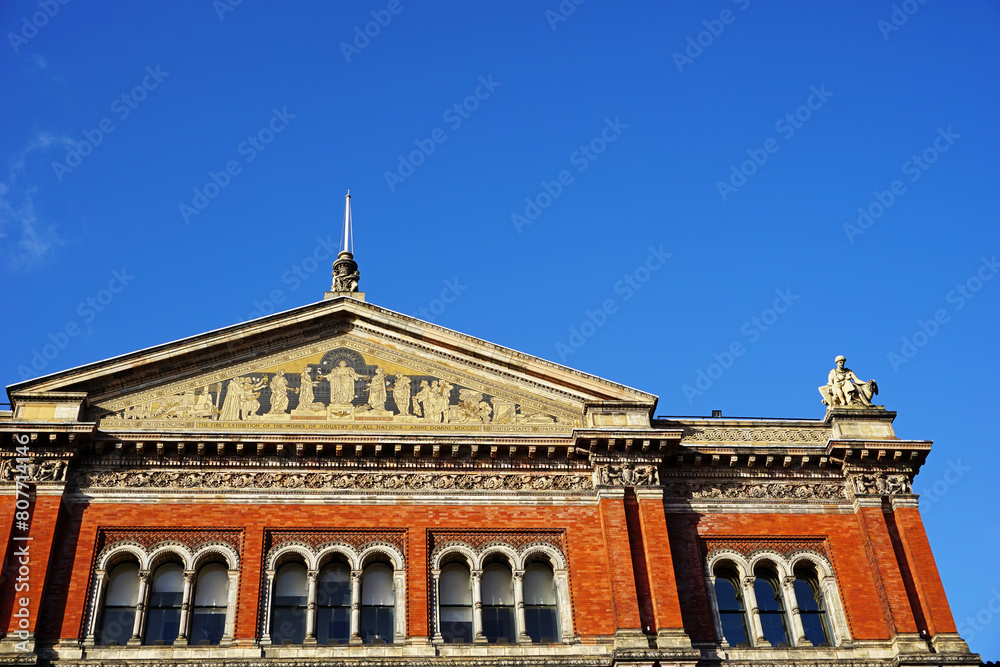 Exterior architecture and decoration of Victoria and Albert museum with ...