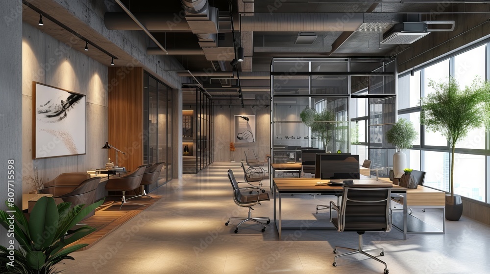 Contemporary Workspace Design: Sleek Furnishings and Innovative Layout in a Bright, Modern Office Setting Contemporary Workspace Design: Sleek Furnishings and Innovative Layout in a Bright, Modern Office Setting