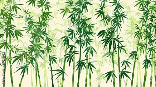 green bamboo forest plants pattern illustration poster background
