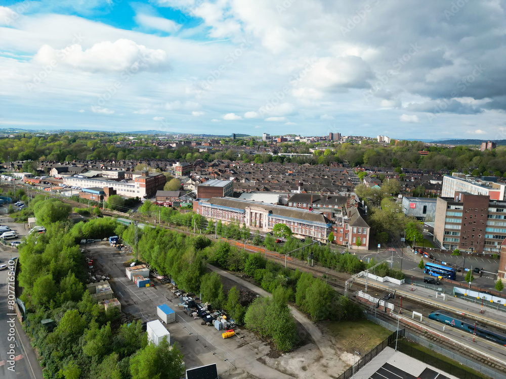 High Angle View of Stock-on-Trent City of England, Great Britain. May 4th, 2024