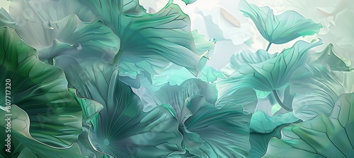 A beautiful abstract view of green lotus leaves