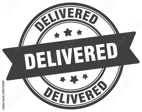 delivered stamp. delivered label on transparent background. round sign