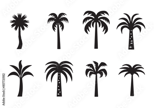 Diverse Silhouetted Palm Trees Set